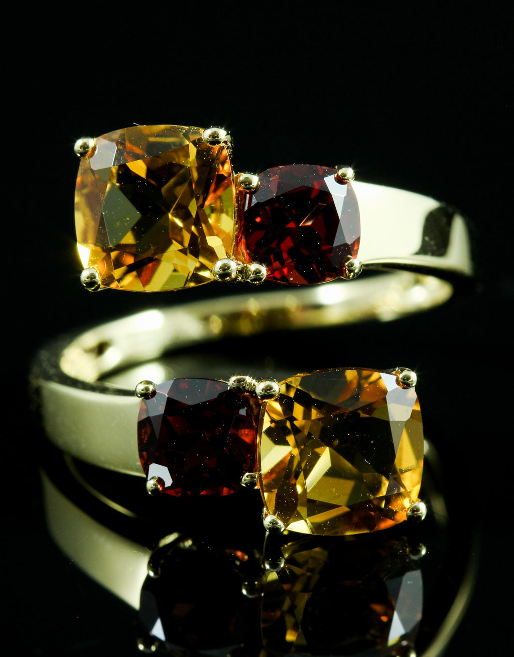 Bague Citrine & Grenat