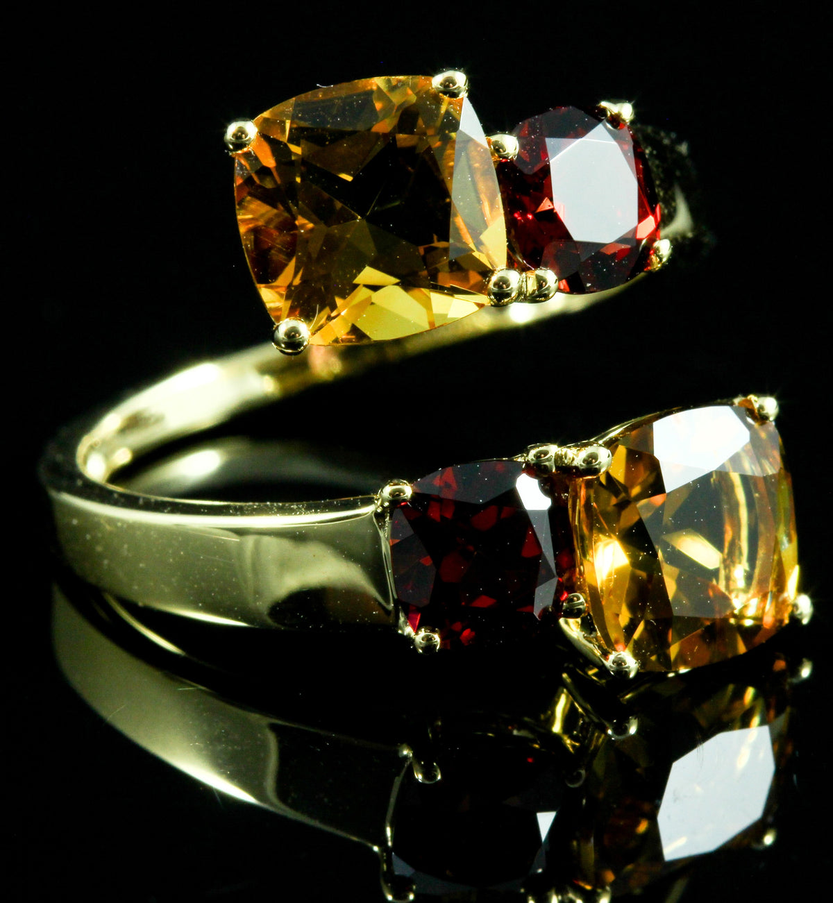 Bague Citrine & Grenat