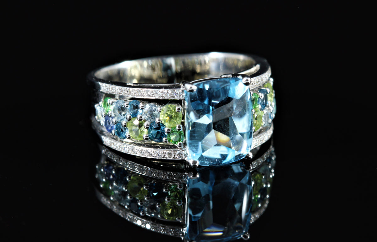 Bague composition bleue