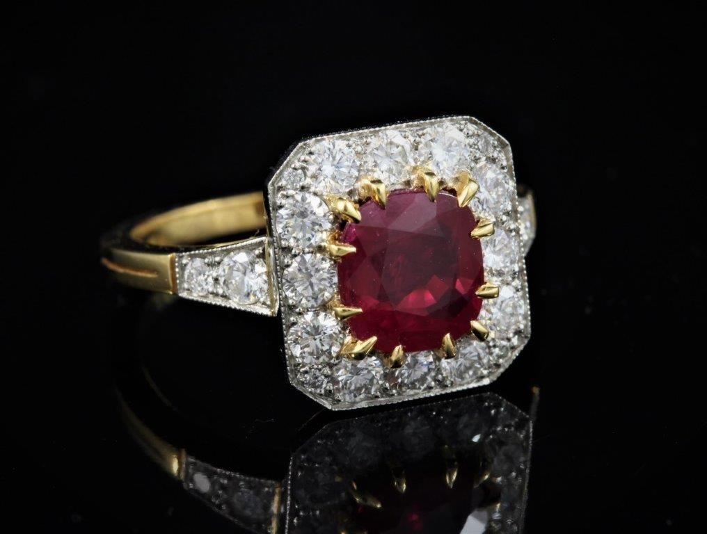 Bague rubis diamants