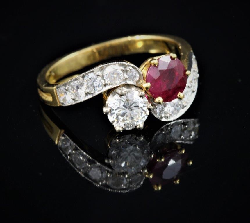 Bague rubis diamants