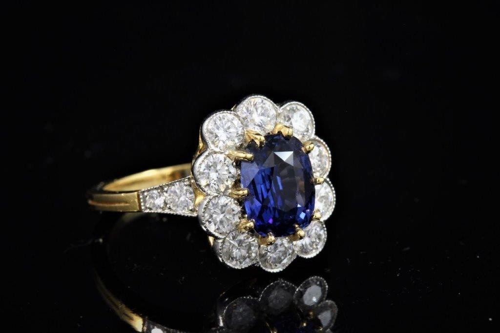 Bague saphir diamants