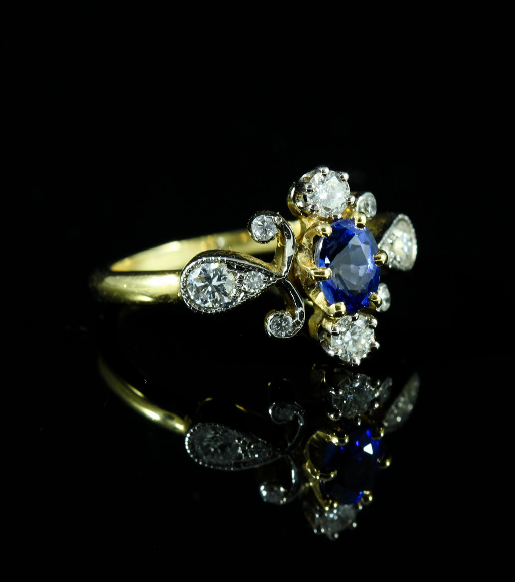 Bague saphir diamants