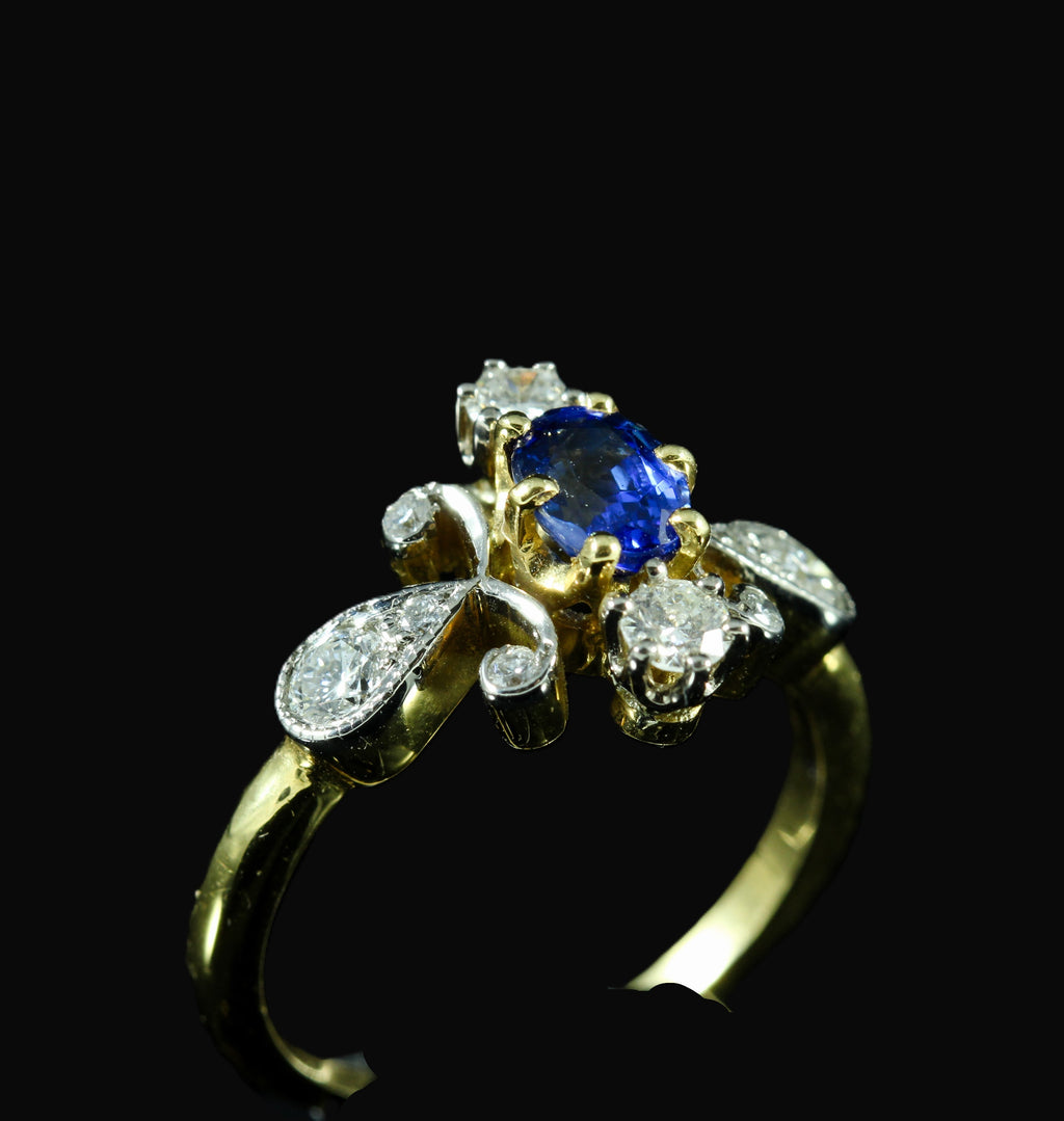 Bague saphir diamants