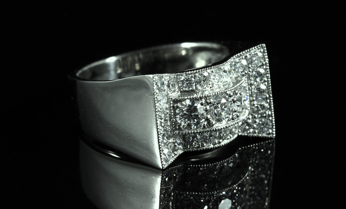 Bague tank diamants
