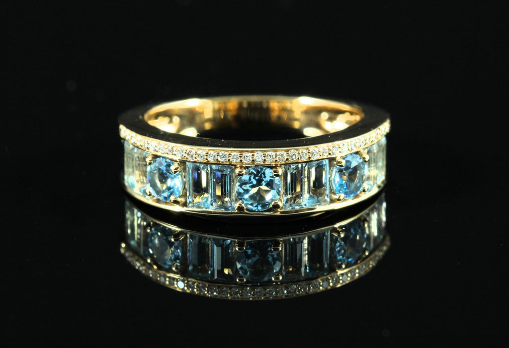 Bague topazes bleues