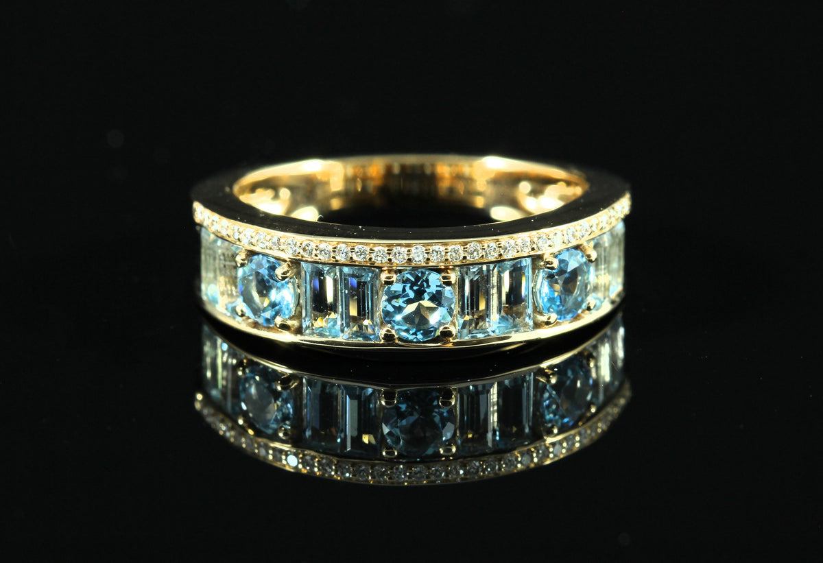 Bague topazes bleues