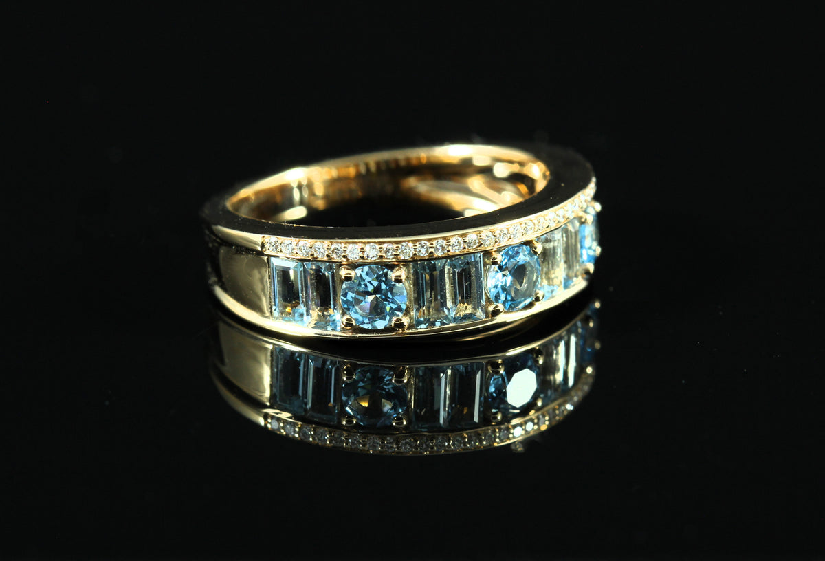 Bague topazes bleues