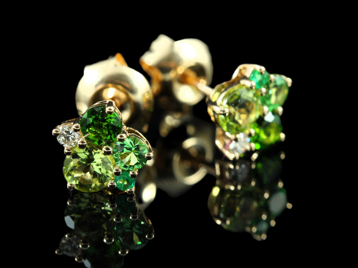 Boucles d'oreilles composition de verts