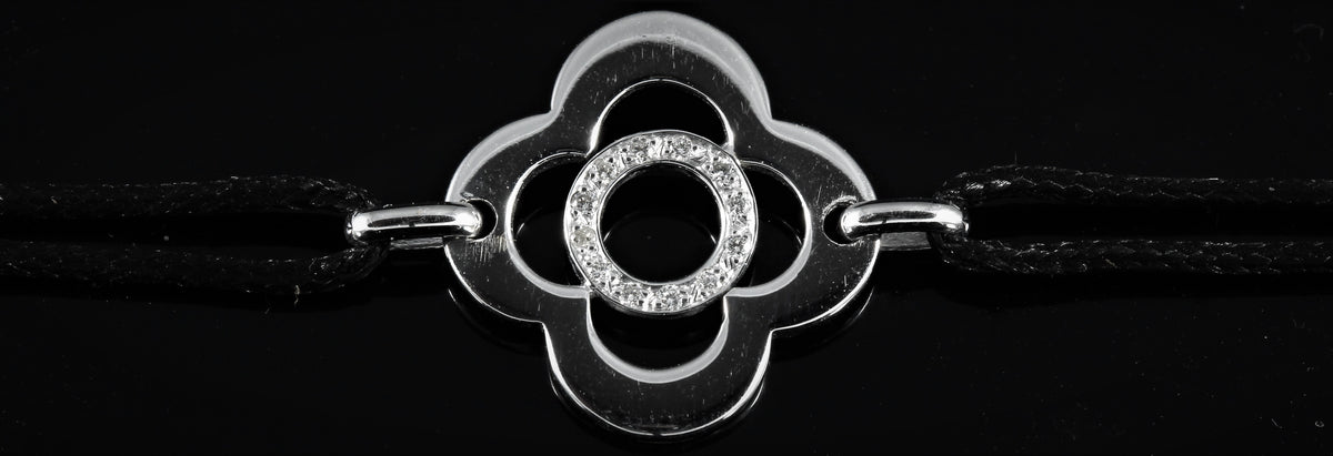Bracelet lien or blanc diamant
