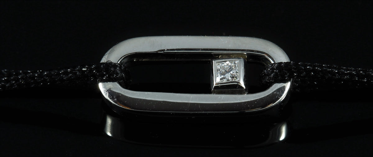 Bracelet lien or blanc diamant GM