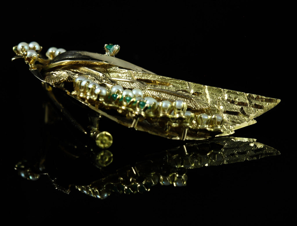 Broche Emeraude et Perle