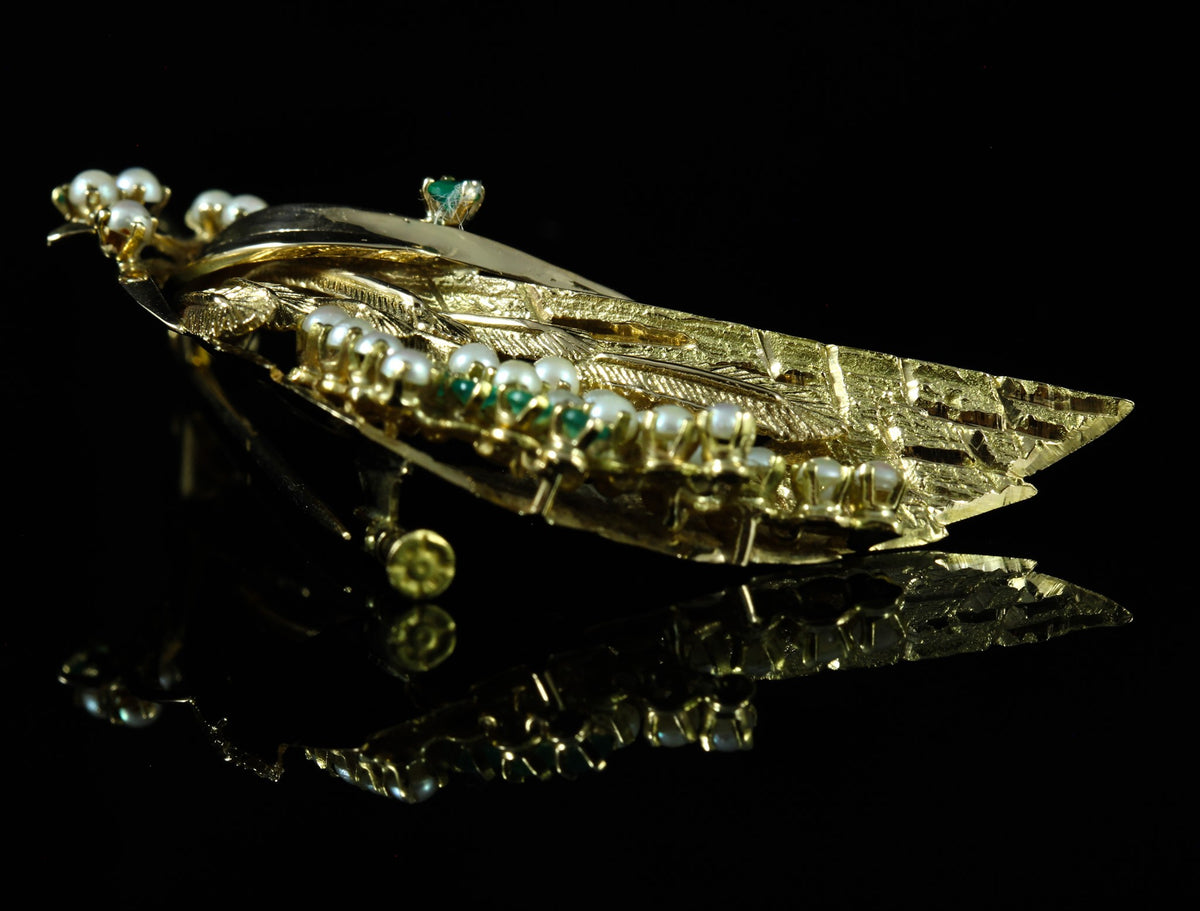 Broche Emeraude et Perle