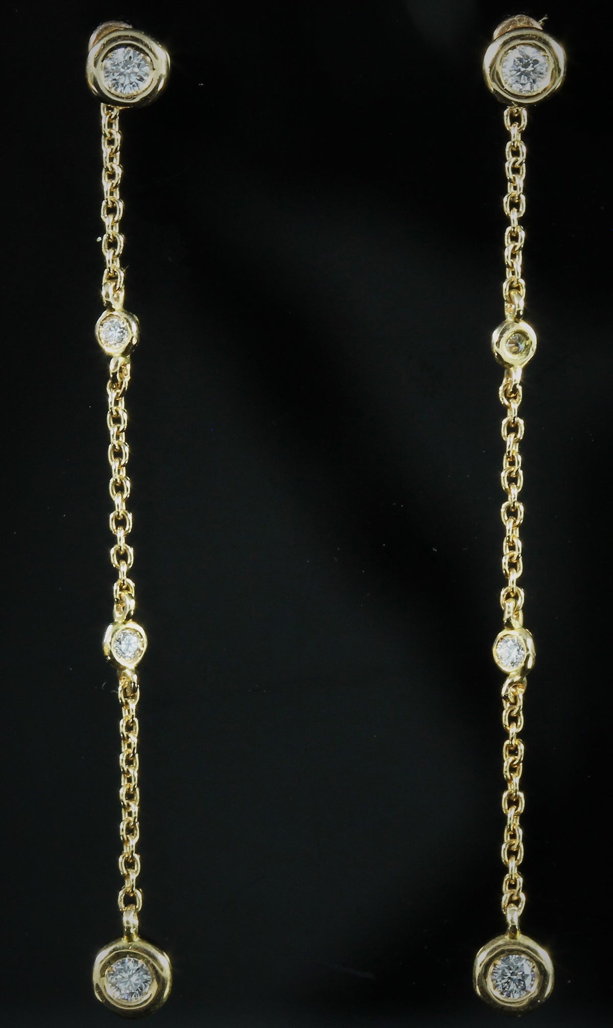 Paire de pendants or rose et diamants