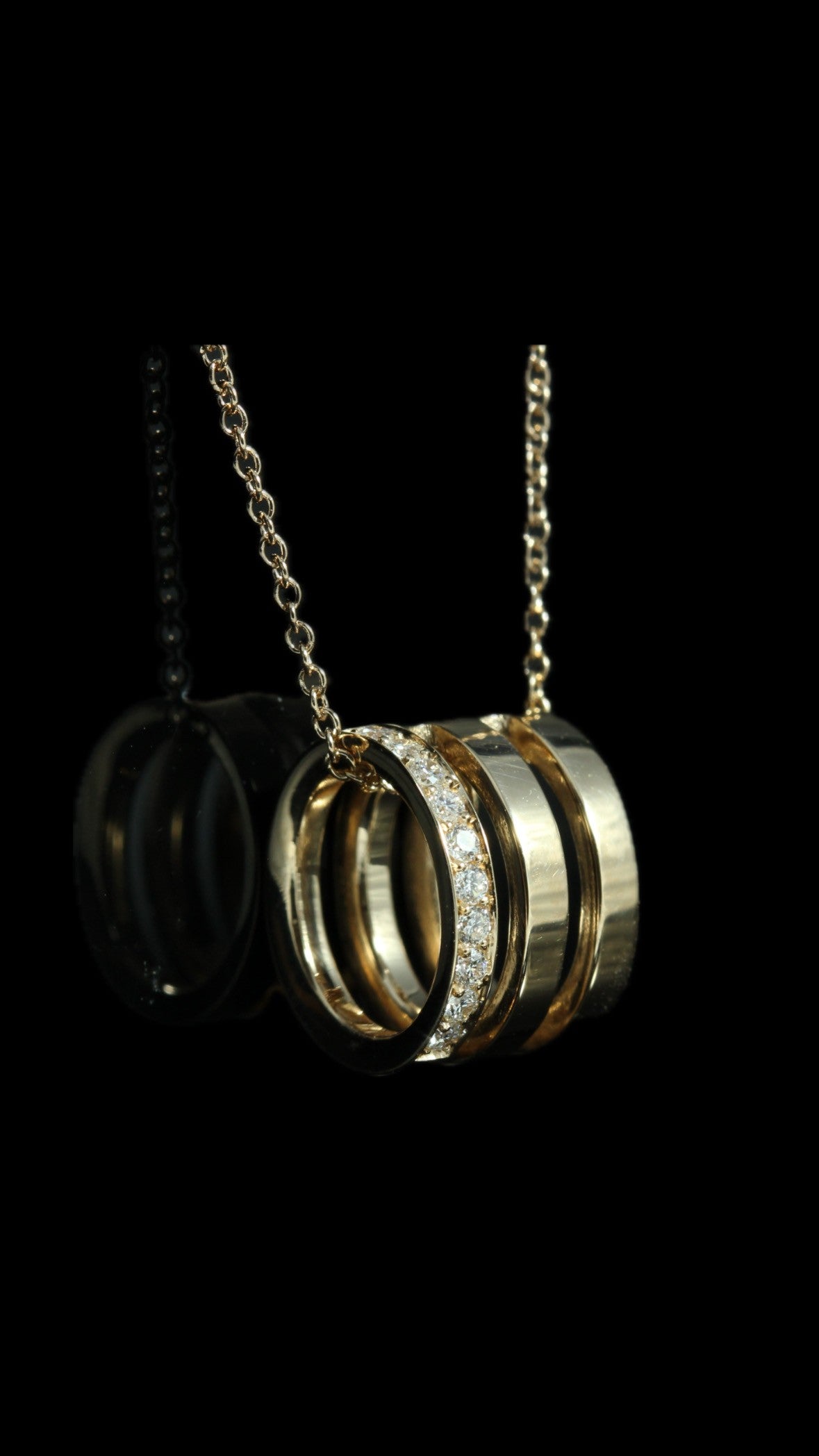 Pendentif or rose diamants