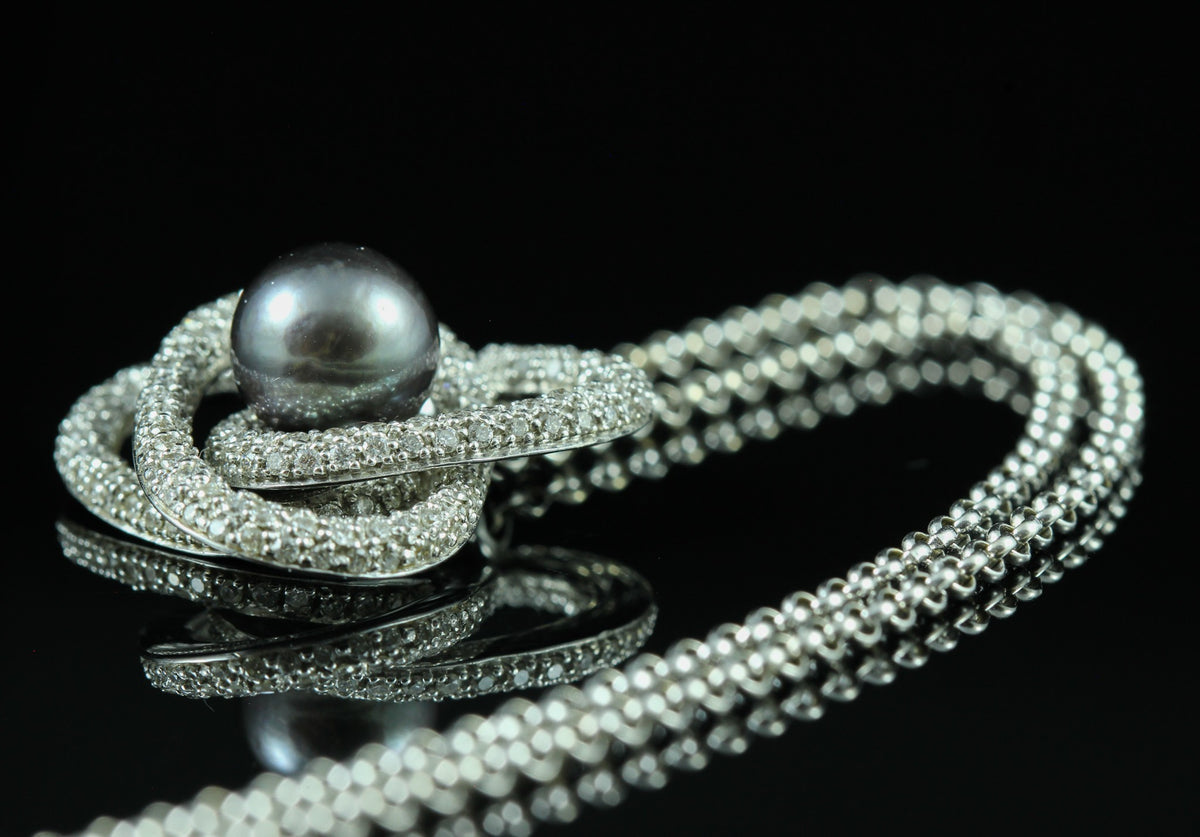 Pendentif perle et diamants